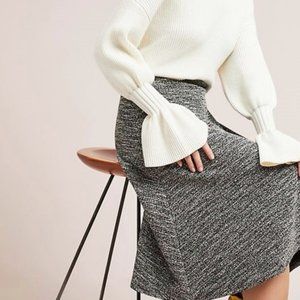 Anthropologie Isla Maude Marled Grey Midi Flare Skirt - XS (Fits XS thru M)